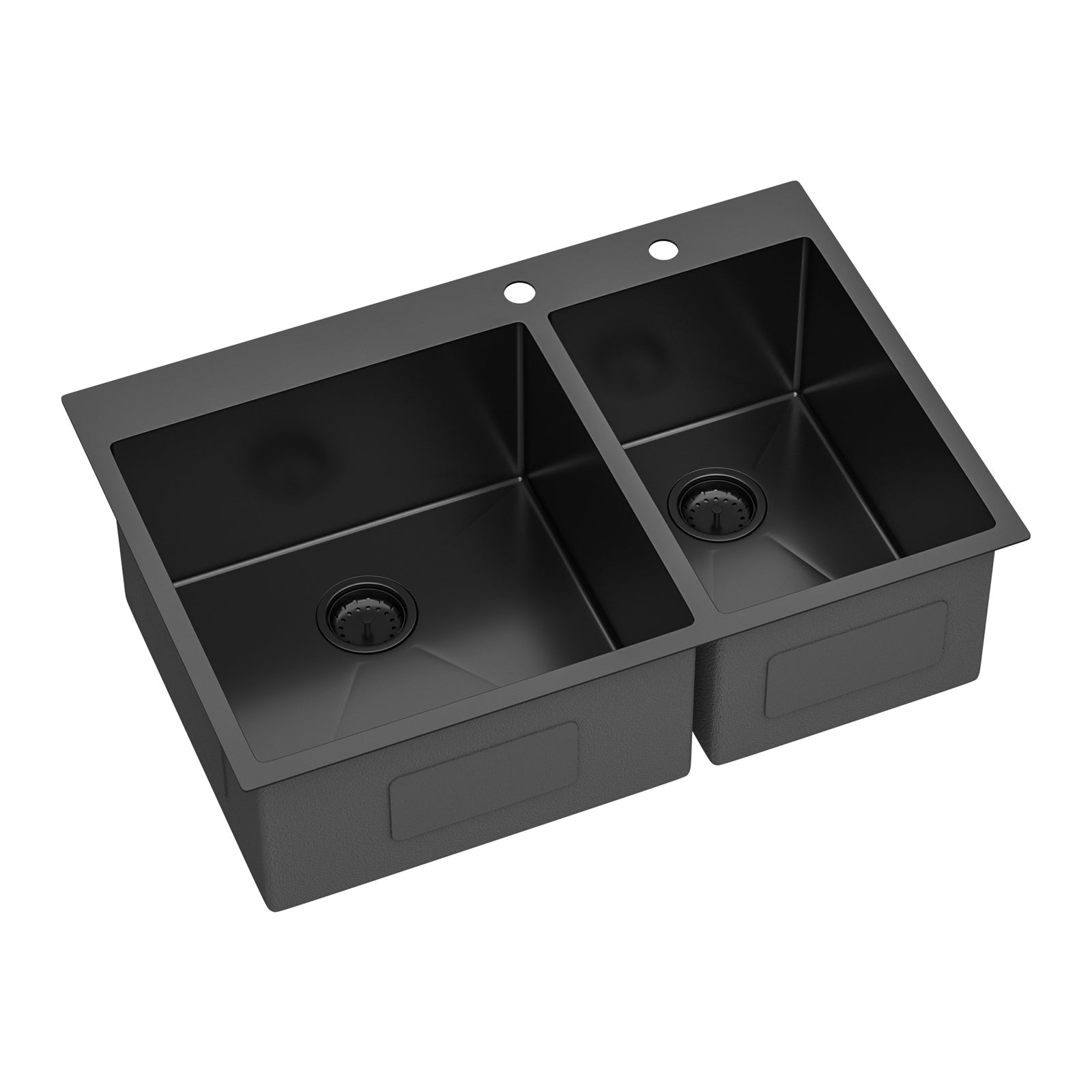 Double Bowl Drop In Sink - Gunmetal Black