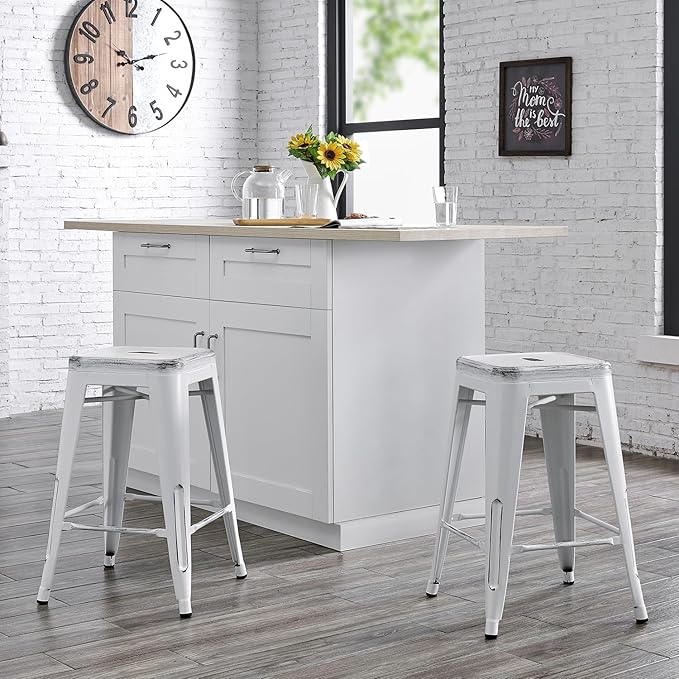 Backless Modern Metal Bar Stools Set of 2