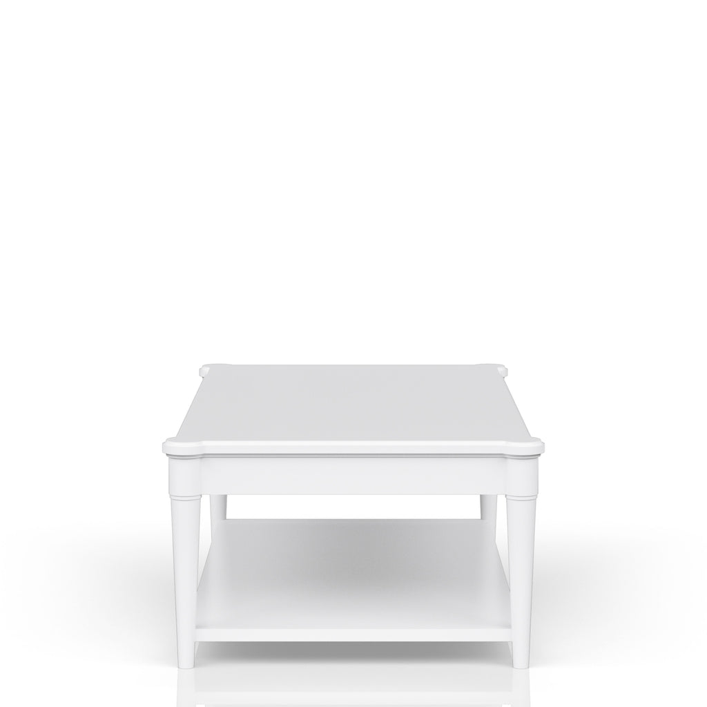 White Finished Cocktail Table With Two Storage Drawers and Casters