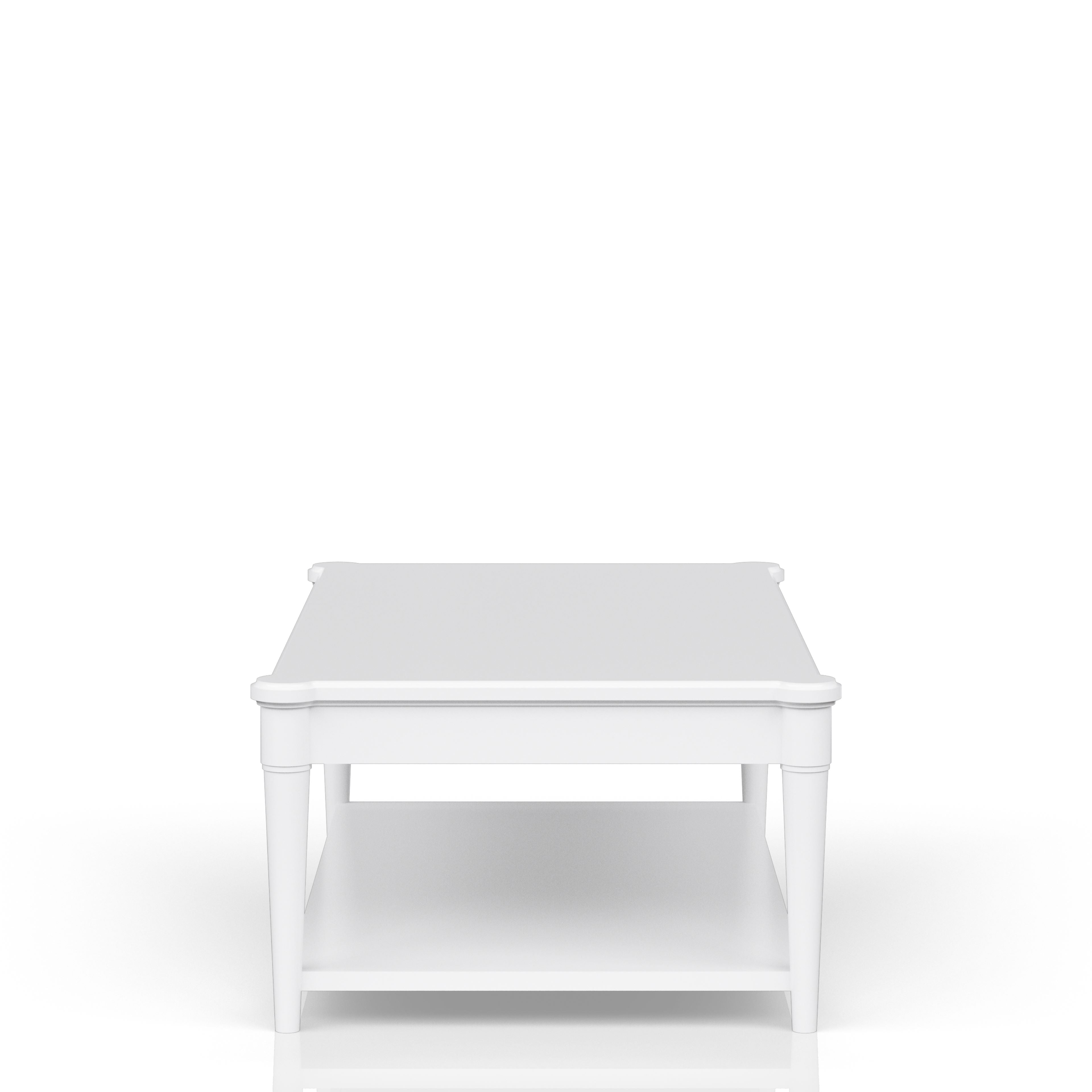 White Finished Cocktail Table With Two Storage Drawers and Casters