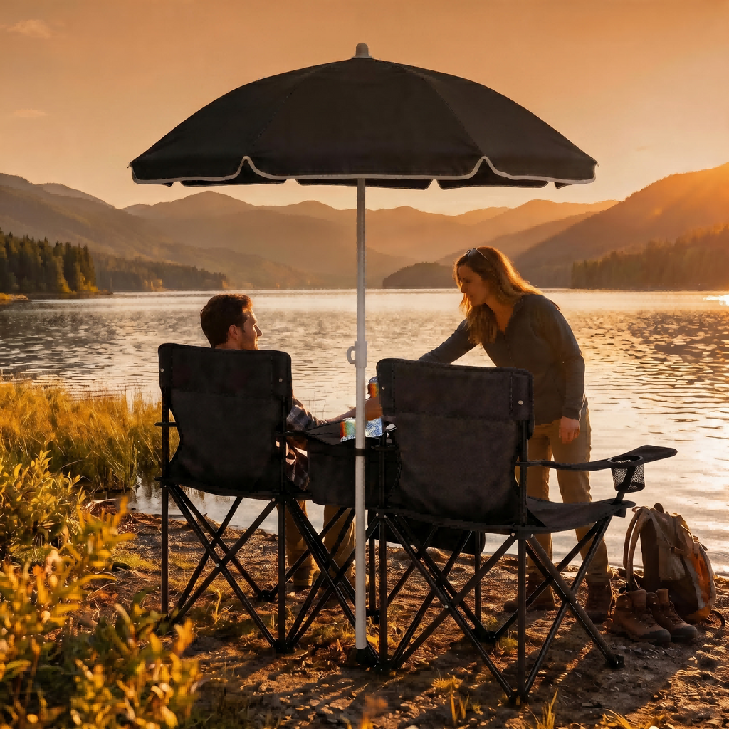 Portable Folding Picnic Chair Set with Umbrella