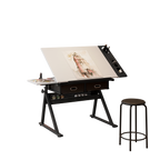 Adjustable Drawing Drafting Table Desk with 2 Drawers for Home Office
