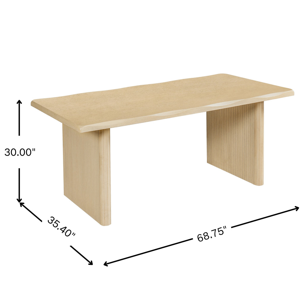 5-Piece Indoor Dining Set, 68.75" MDF Dining Table & 4 Rubber Wood Chairs