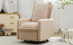 Swivel Rocker Recliner Chair, Glider Rocker Recliner in Teddy Fleece Oatmeal
