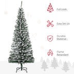 HOMCOM 6' Tall Unlit Snow-Flocked Slim Artificial Christmas Tree
