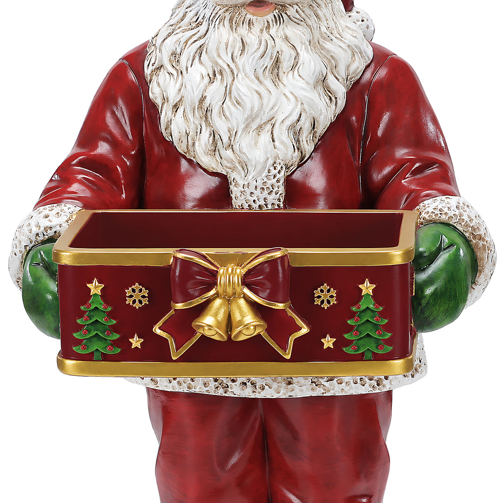 Christmas Santa Claus Statue with Storage Tray, Red and White