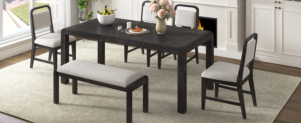 TREXM Vintage Extendable Dining Table Set for 4-6