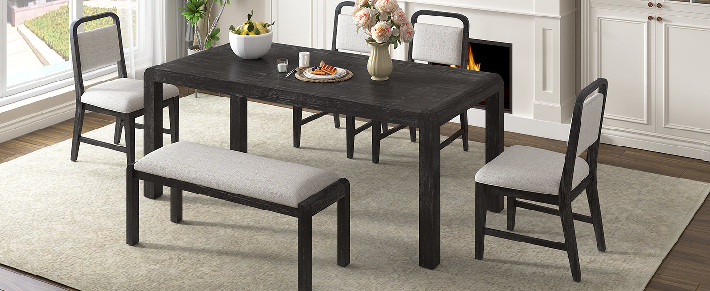 TREXM Vintage Extendable Dining Table Set for 4-6