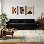 Luxury Velvet Sofa with Gold Metal Accents