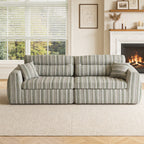 Woven Chenille Striped Compression Sofa - Straight Row Compact Couch