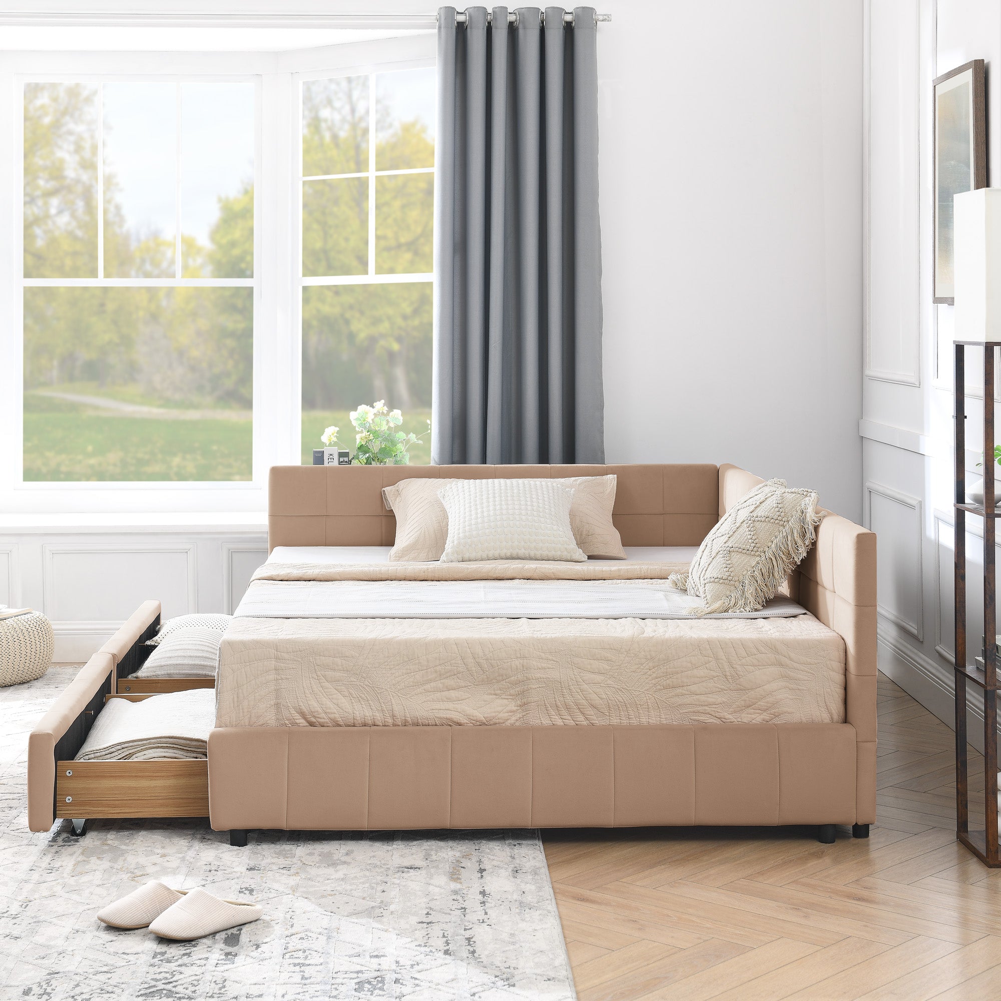 Full Size Storage Upholstered Tufted Bed Frame