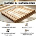 Cedar Wood Shower Mat - Non-Slip Slatted Wooden Bath Mat