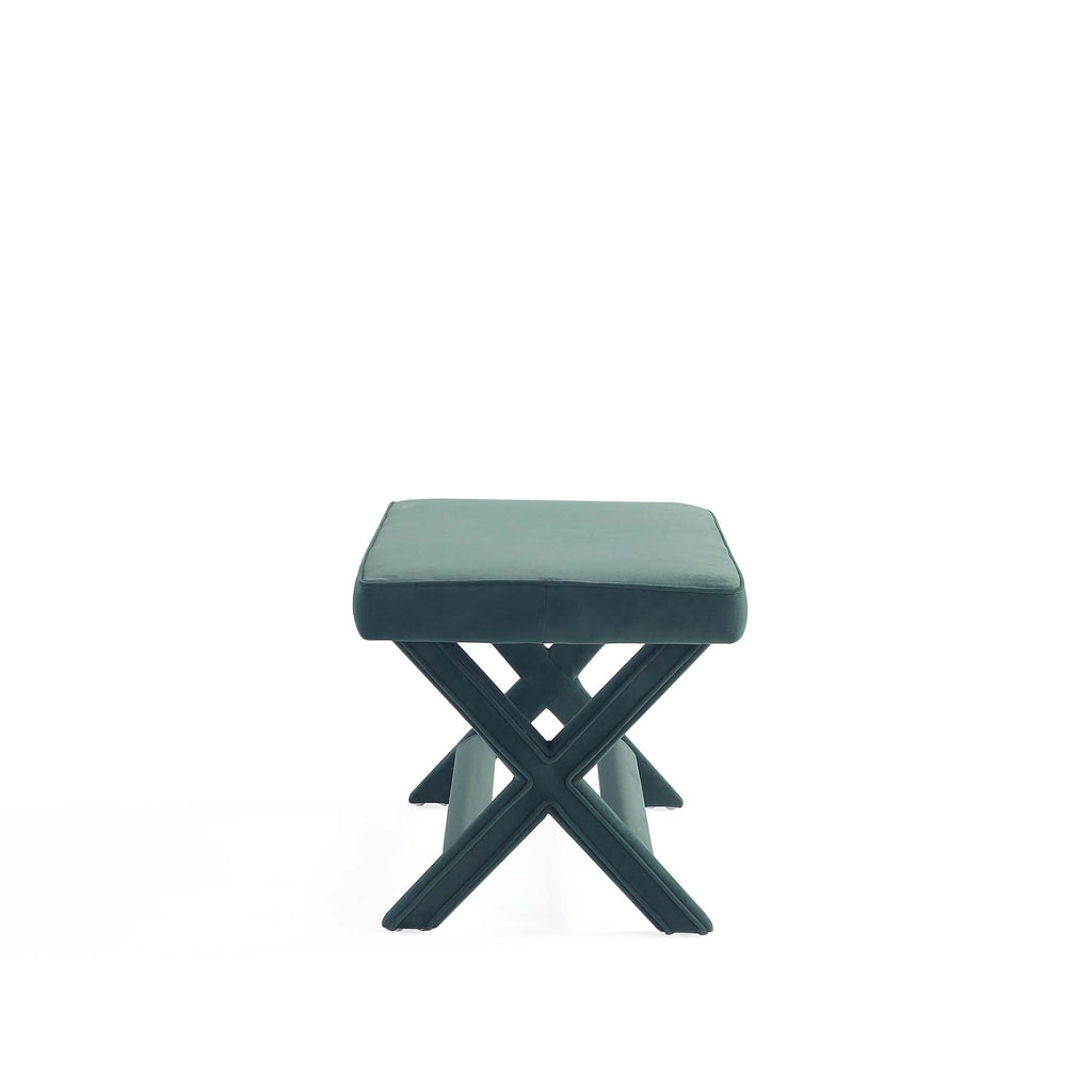 Abigail Upholstered Velvet Accent Bench in Forest