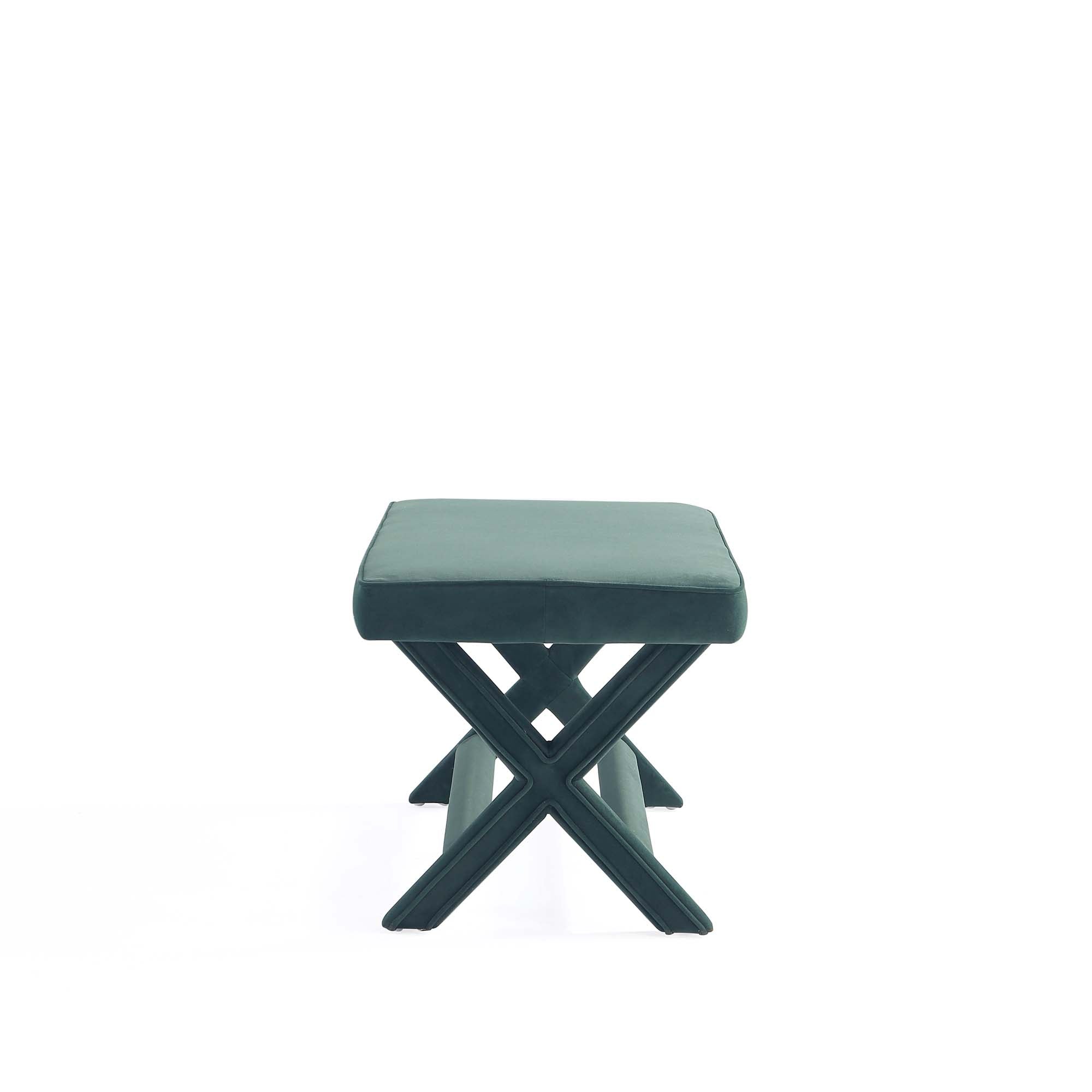 Abigail Upholstered Velvet Accent Bench in Forest