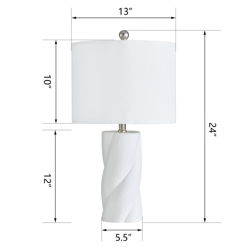Modern Ceramic Table Lamp, 23.75-Inch, Set of 2, White