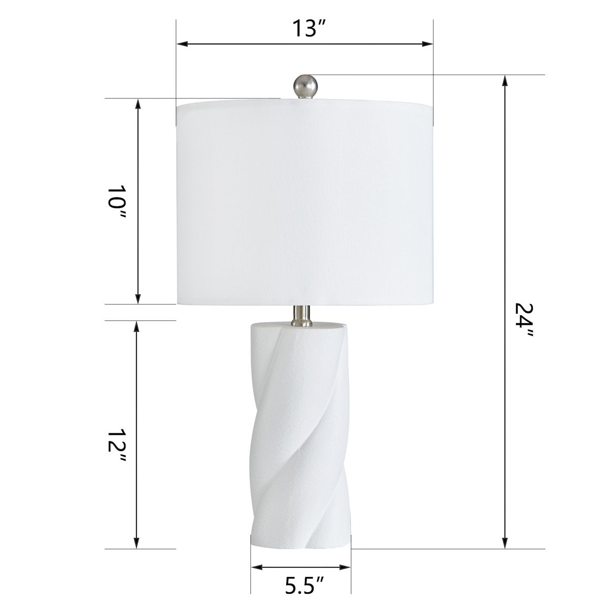 Modern Ceramic Table Lamp, 23.75-Inch, Set of 2, White