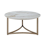 Aziz Sintered Stone Top & Champagne Finish Round Coffee Table