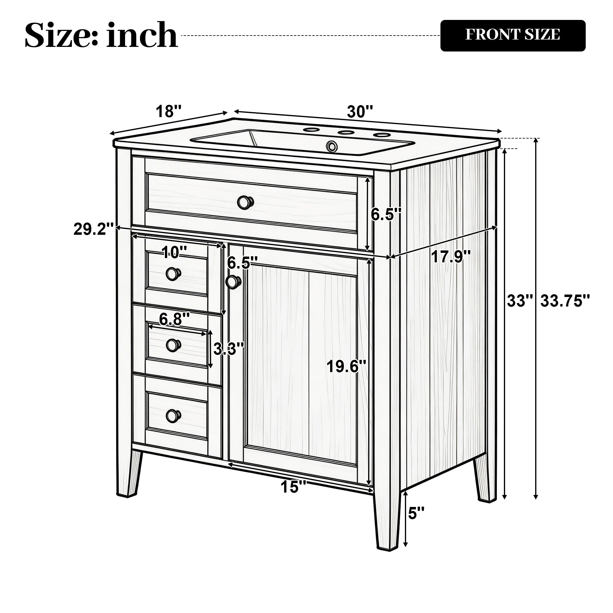 30" Natural Wood Grain Bathroom Vanity