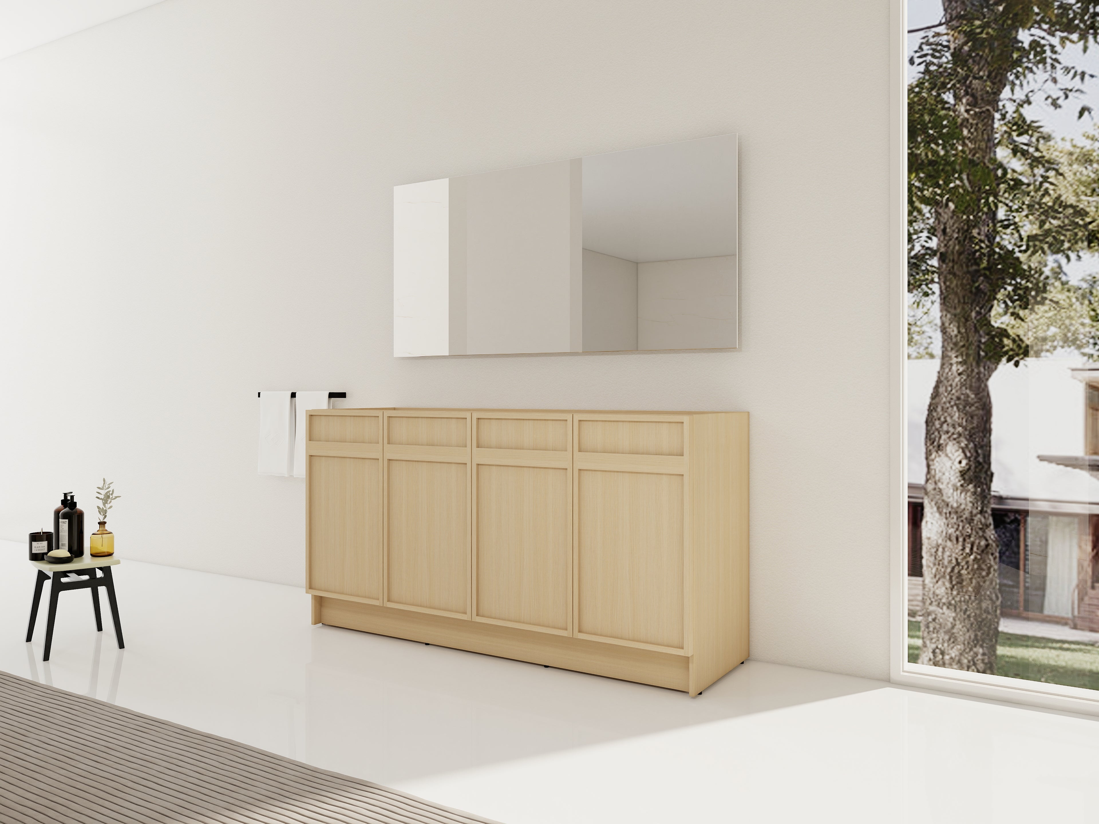 60" Freestanding Bathroom Vanity & 4 Soft-Close Cabinet Doors