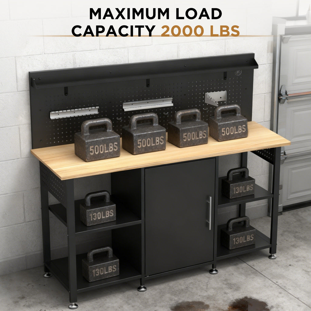 60 Inch Heavy Duty Workbench with Storage Cabinet