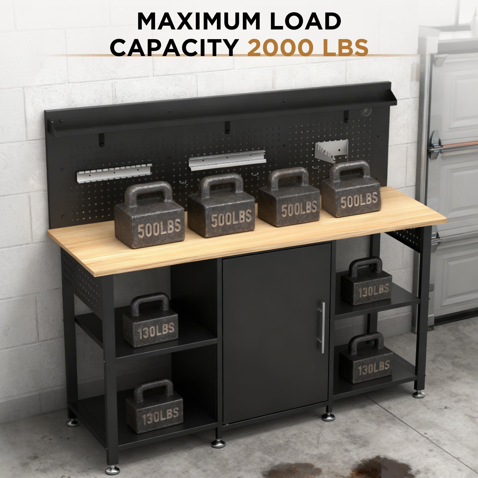 60 Inch Heavy Duty Workbench with Storage Cabinet