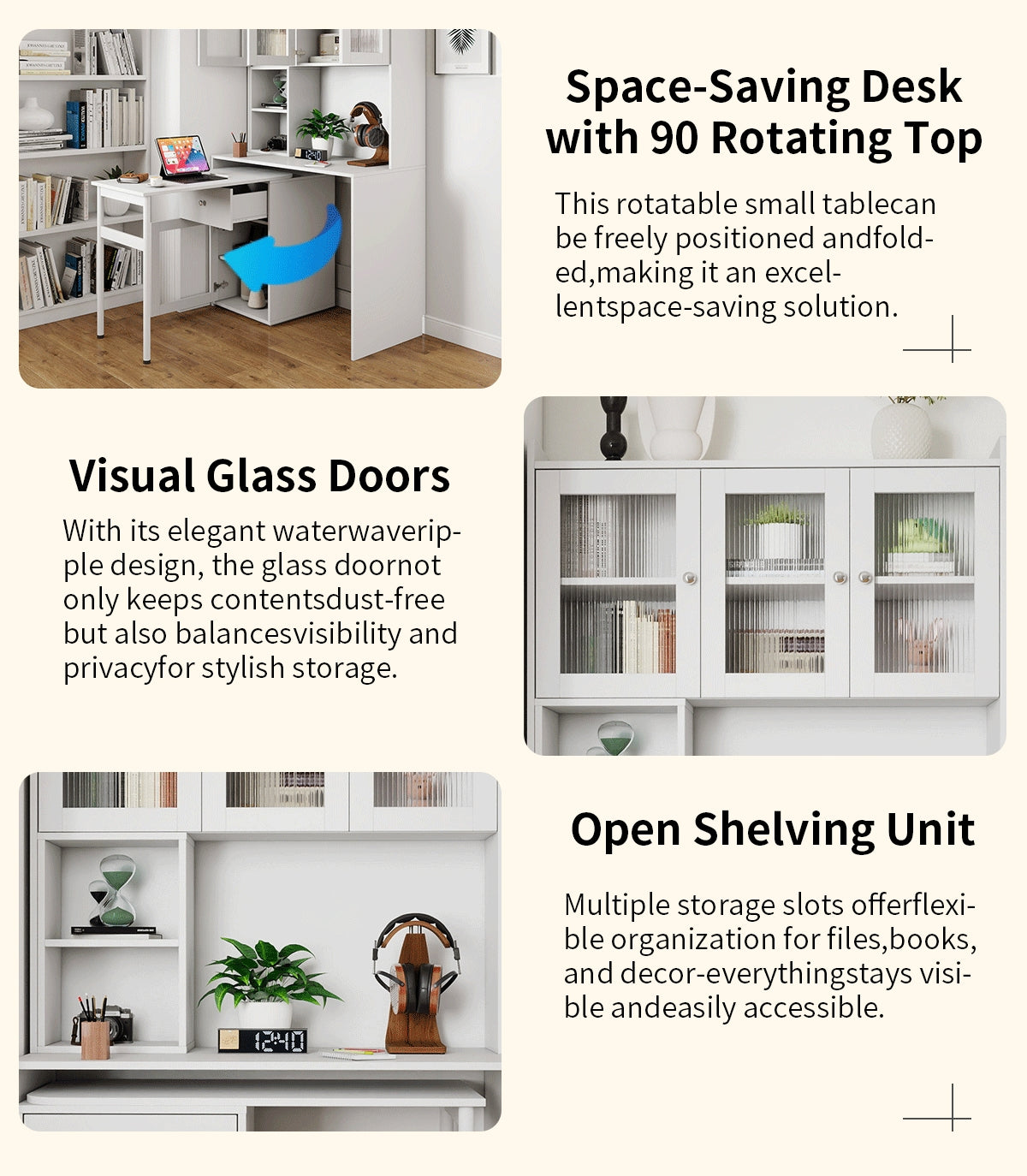 Computer Desk with Glass Door for Home Office