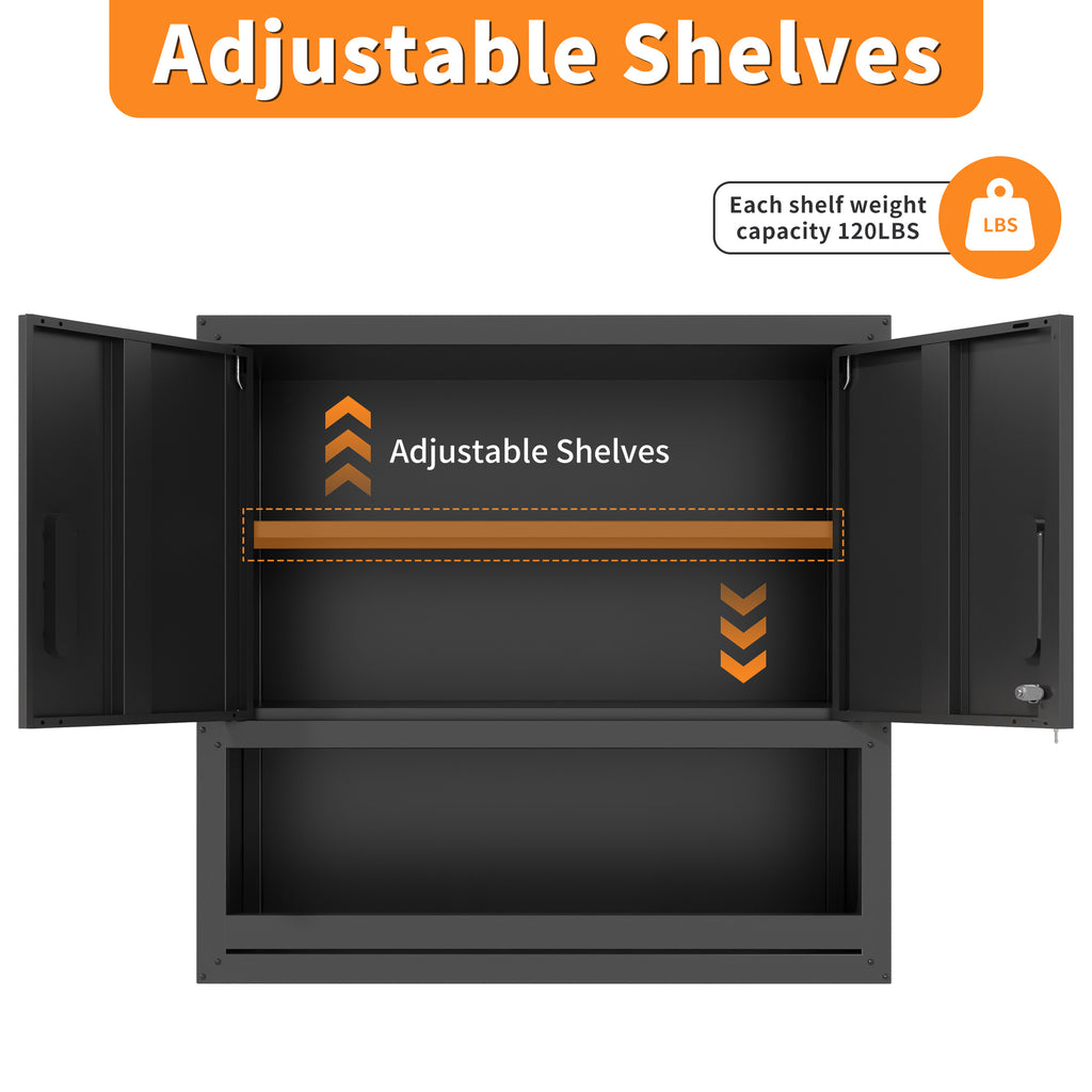 Metal Wall-Mounted Tool Storage Cabinet with Locking Door