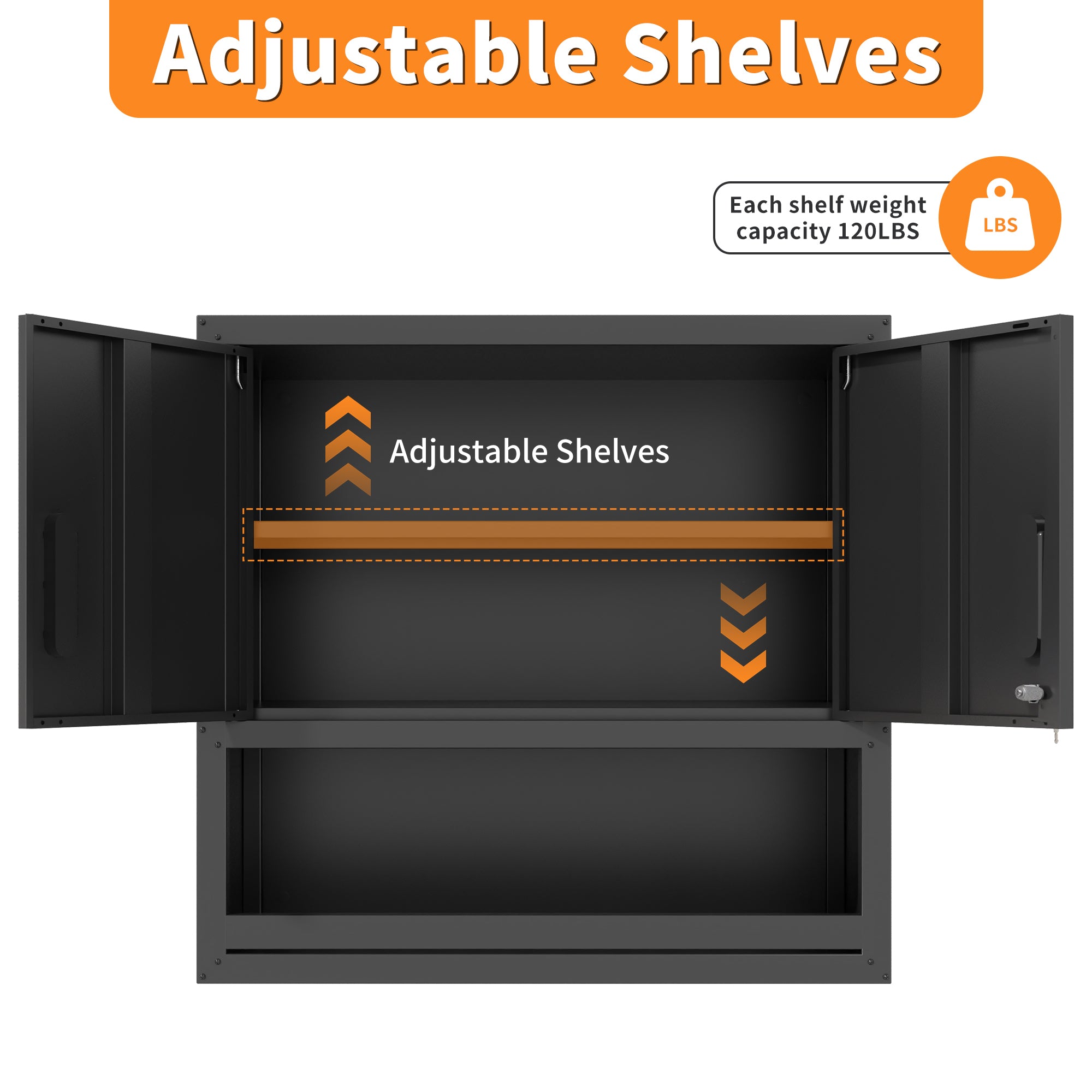 Metal Wall-Mounted Tool Storage Cabinet with Locking Door