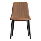 Brown PU Leather Dining Chair with Metal Legs
