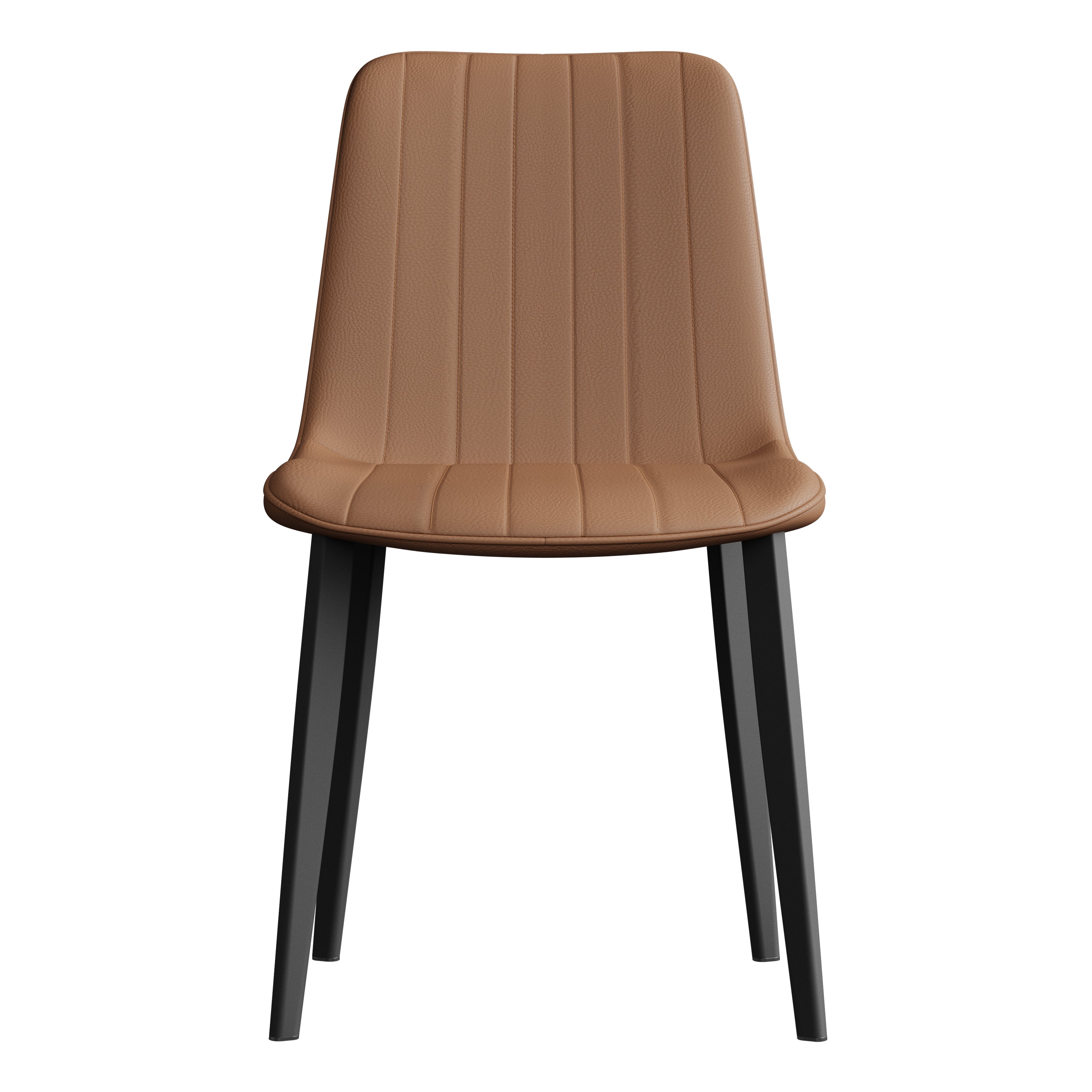 Brown PU Leather Dining Chair with Metal Legs