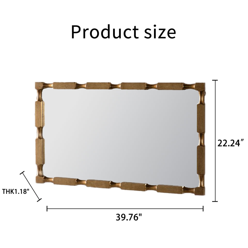 Gold Bamboo-Style Rectangular Wall Mirror