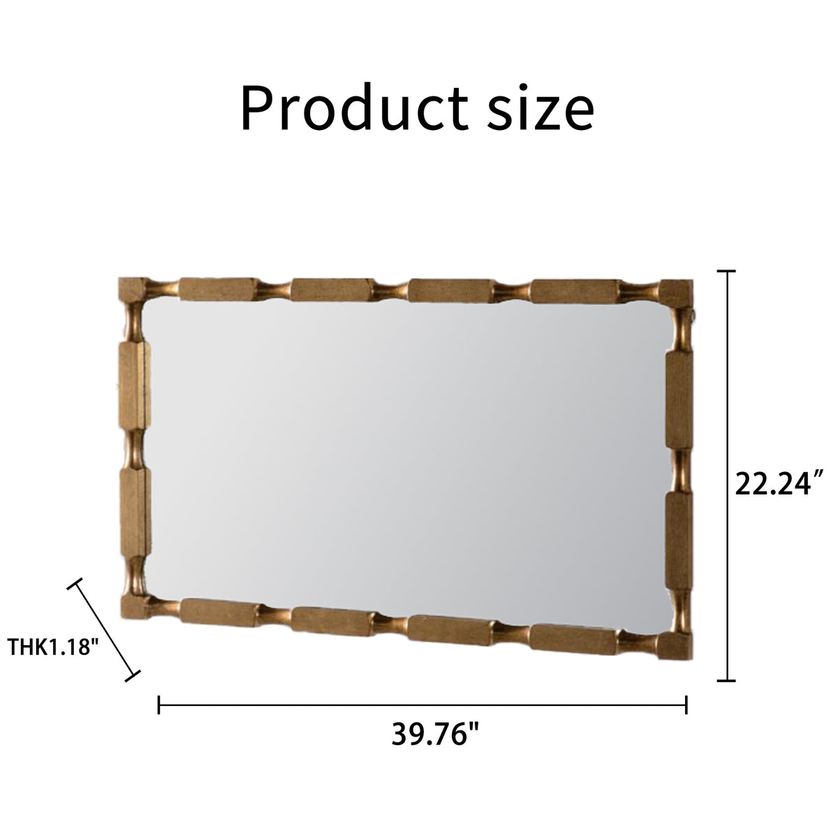 Gold Bamboo-Style Rectangular Wall Mirror