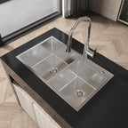 Stainless Steel Kitchen Sink, 32″x19″ Double Bowl in Brushed Nickel