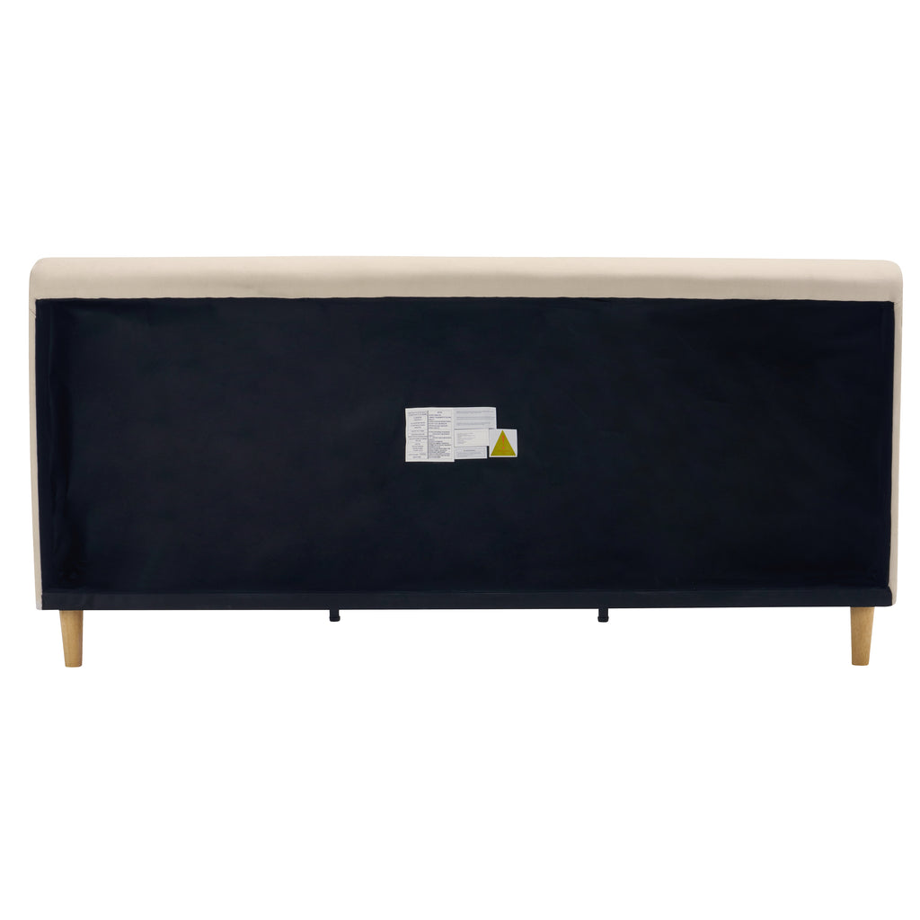 Beige Chunky Headboard Bed Frame