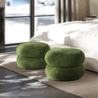 Nest 19.5" Low Round Upholstered Ottoman, Moss