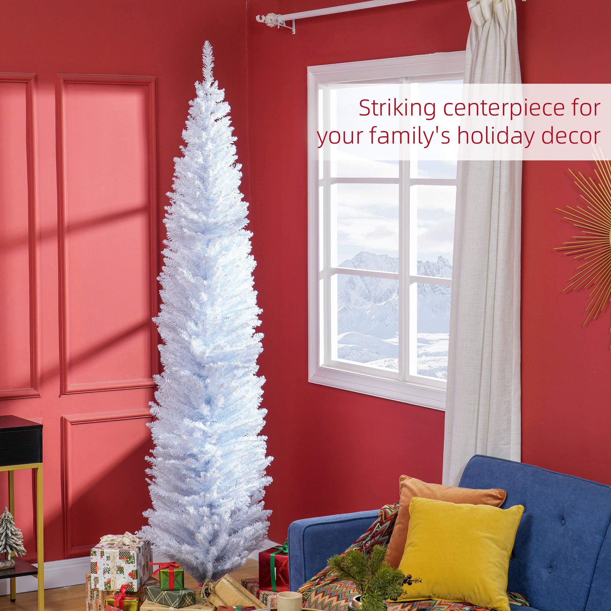 HOMCOM 8' Artificial Pencil Christmas Tree