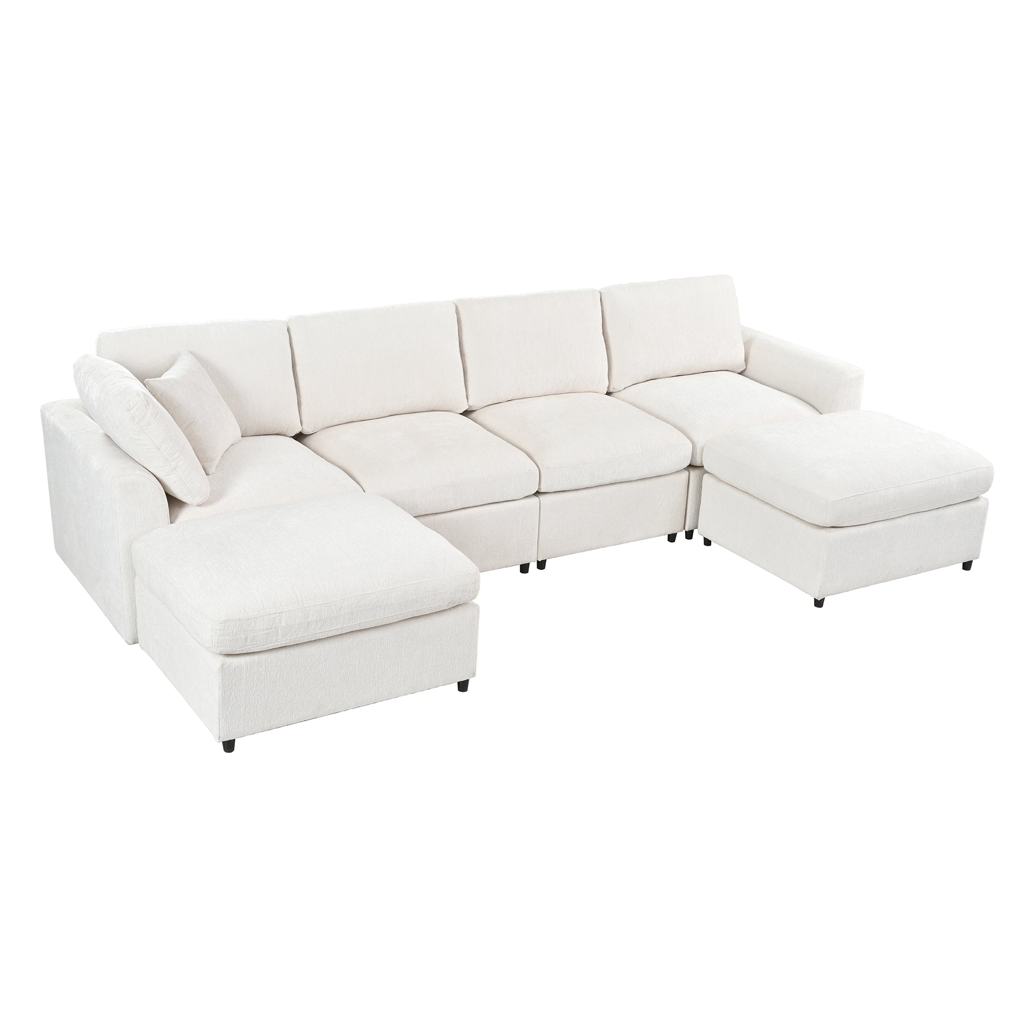 U-Style 130.3" 6-Seater Modular Sectional Sofa