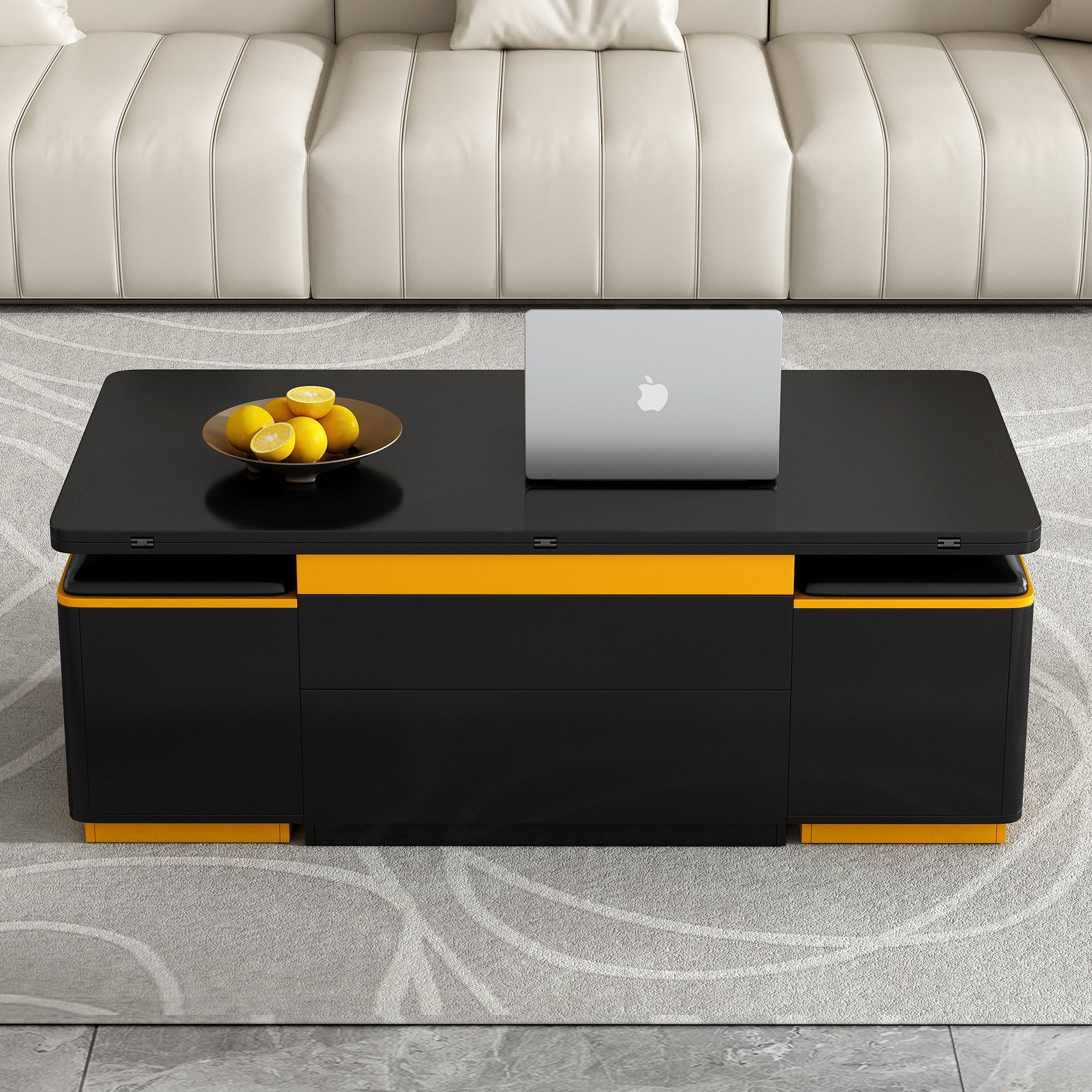 VIBE HAUS Lift-Top Coffee Table with Storage Stools