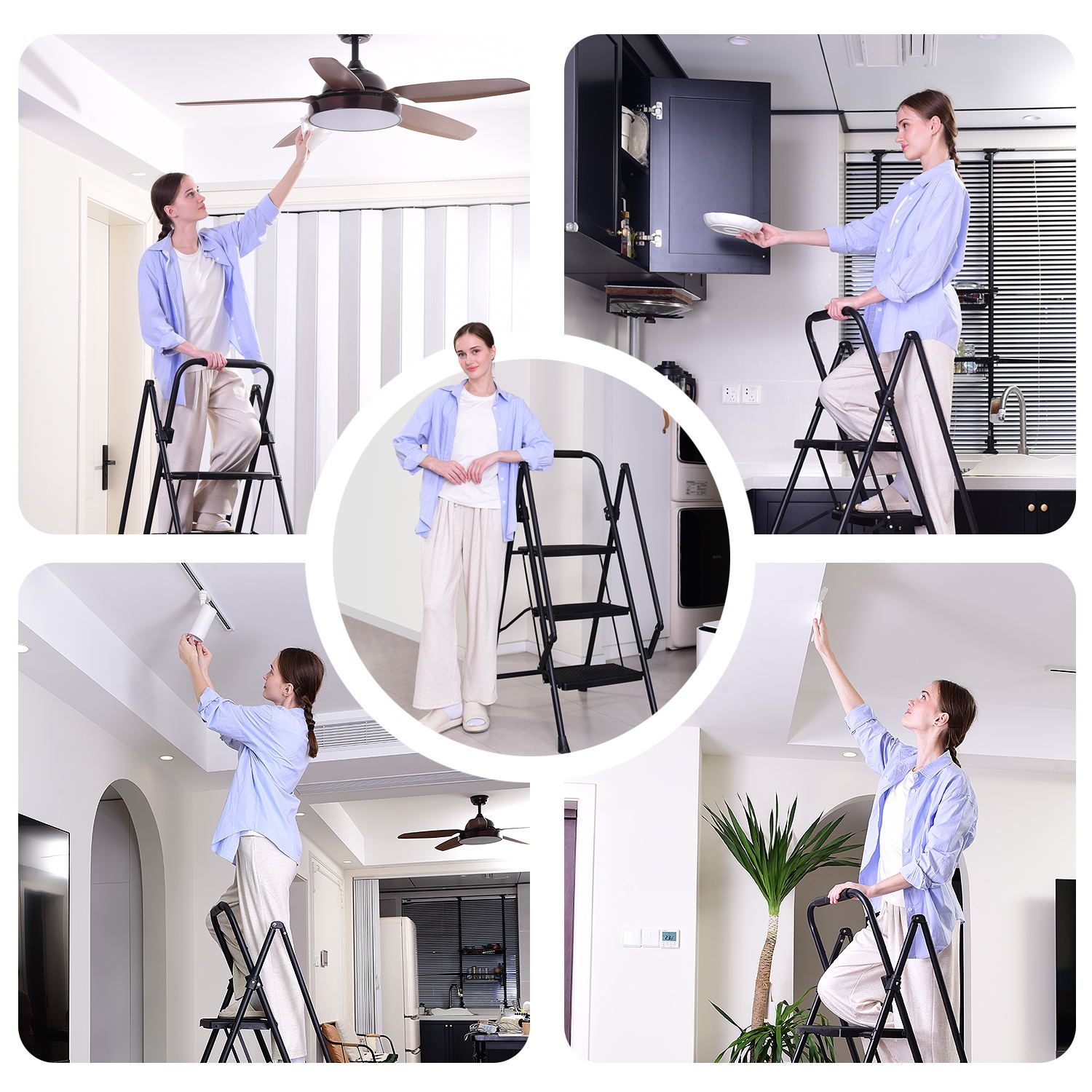 Four Step Ladder - Lightweight Folding Step Stool