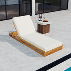 Lounge Chaise Set - Acacia Wood with Water-Resistant Cushions