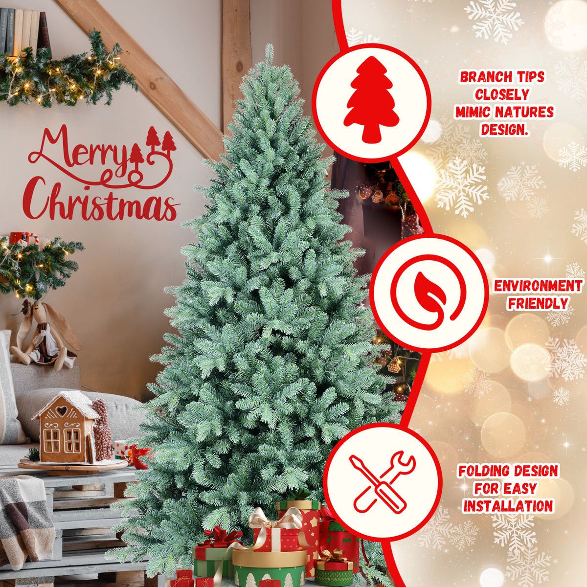 4FT Blue-Green Tint PE/PVC Christmas Tree