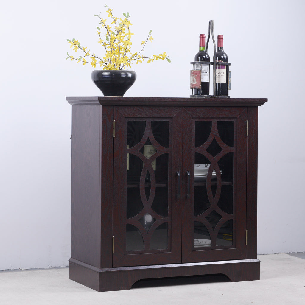 Spacious Size Sideboard with 2 Clear Tempered Glass Doors