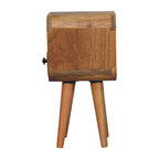 Solid Wood Extra Mini Oak-ish Curve Open Slot Nightstand