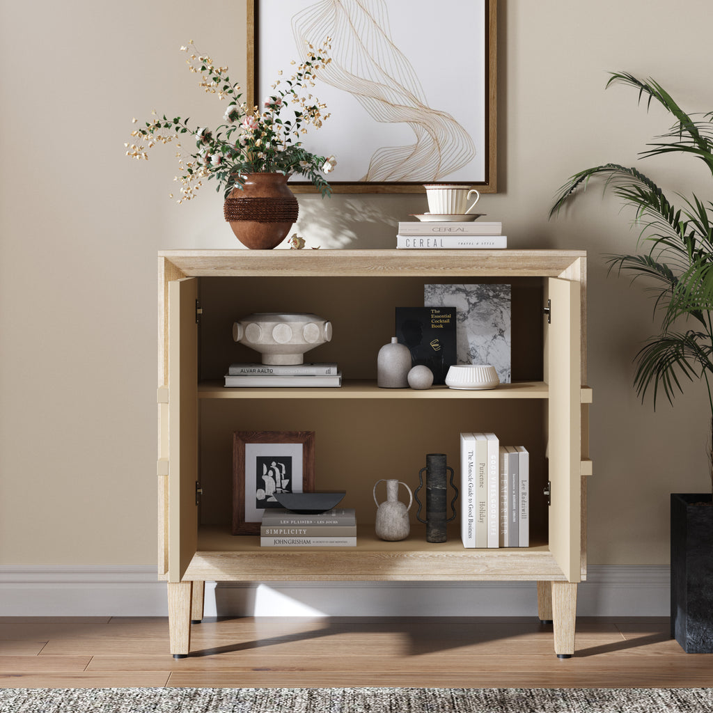 Mid-Century Modern Credenza Sideboard, 31.5-Inch, Antique Natural