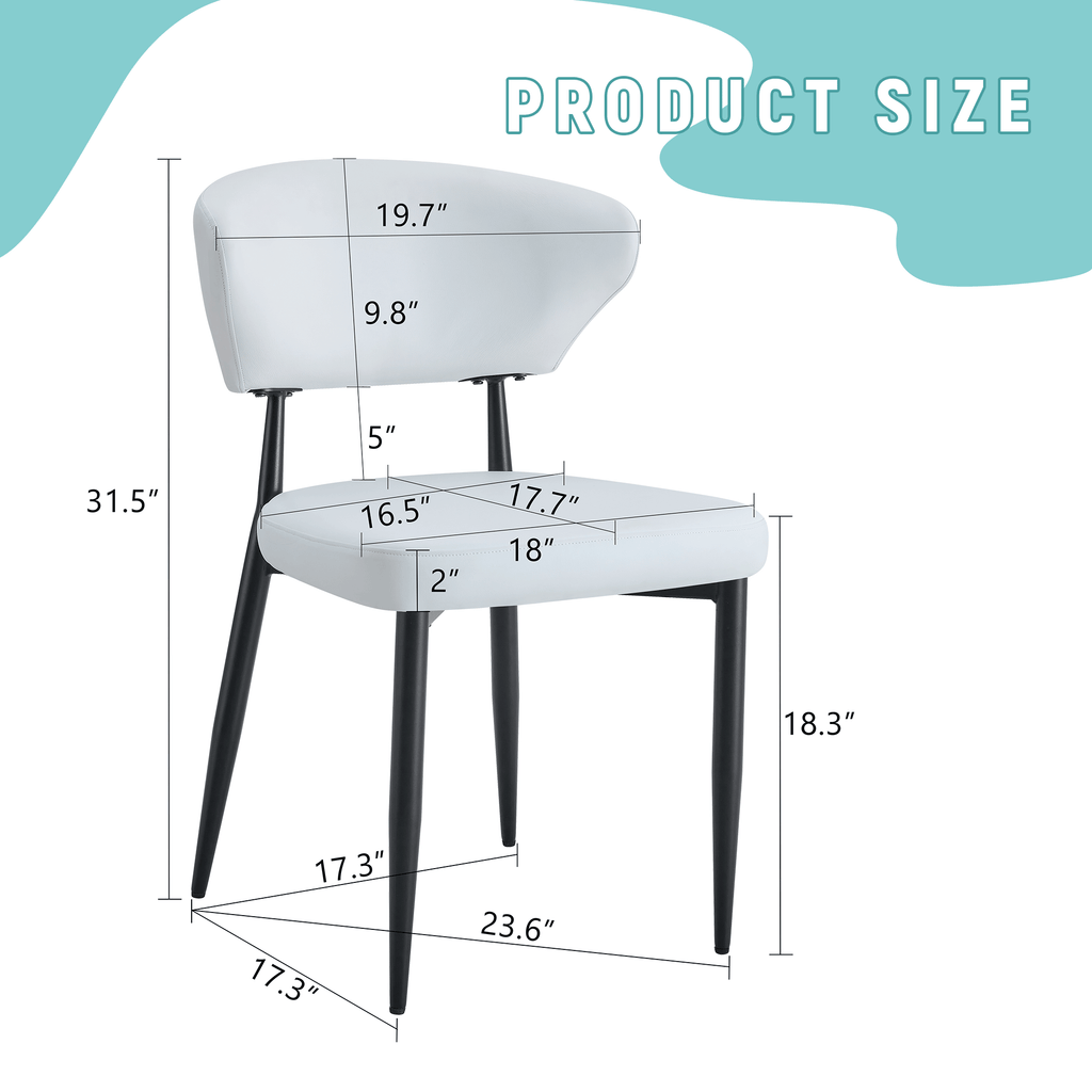 White Minimalist Ergonomic Dining Chair Set of 4