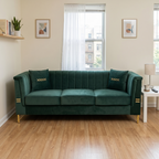 FX-P82-GR3 Modern Velvet 3-Seater Chesterfield Style Sofa