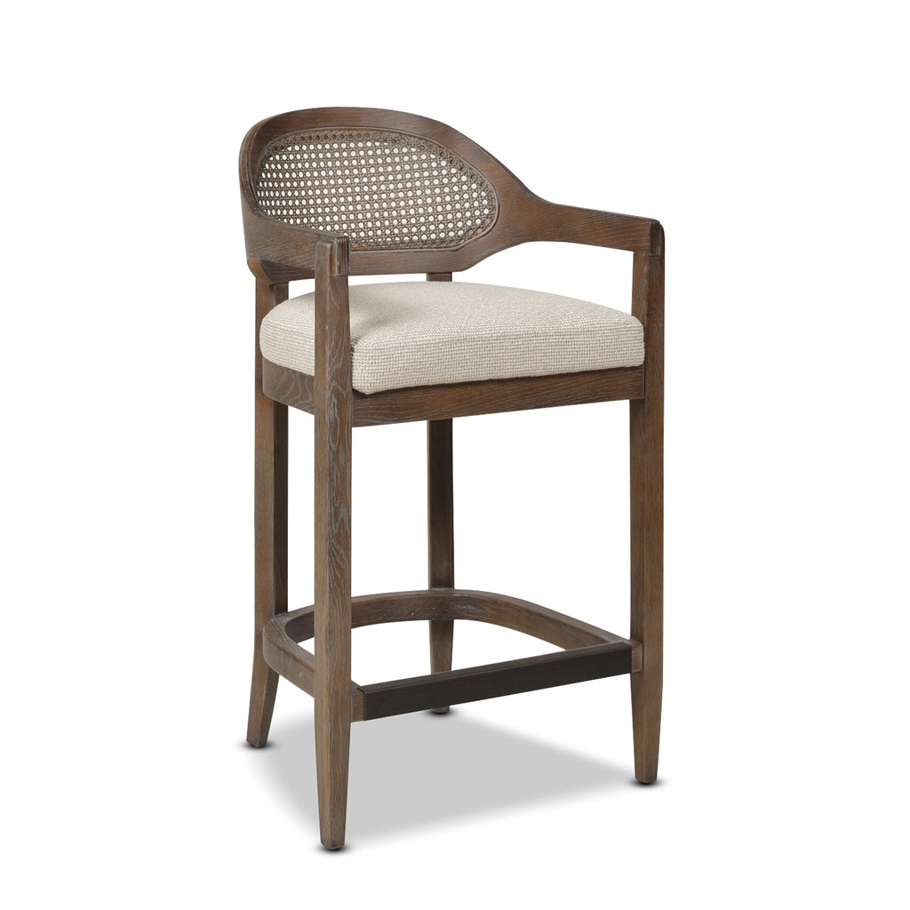 Americana Mid-Century Modern Counter Stool, 26-Inch Cane Back, Beige
