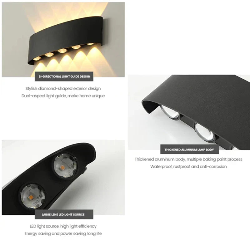 Waterproof LED Wall Light – 8W 12W Aluminum IP65 Lamp for Outdoor & Indoor Use