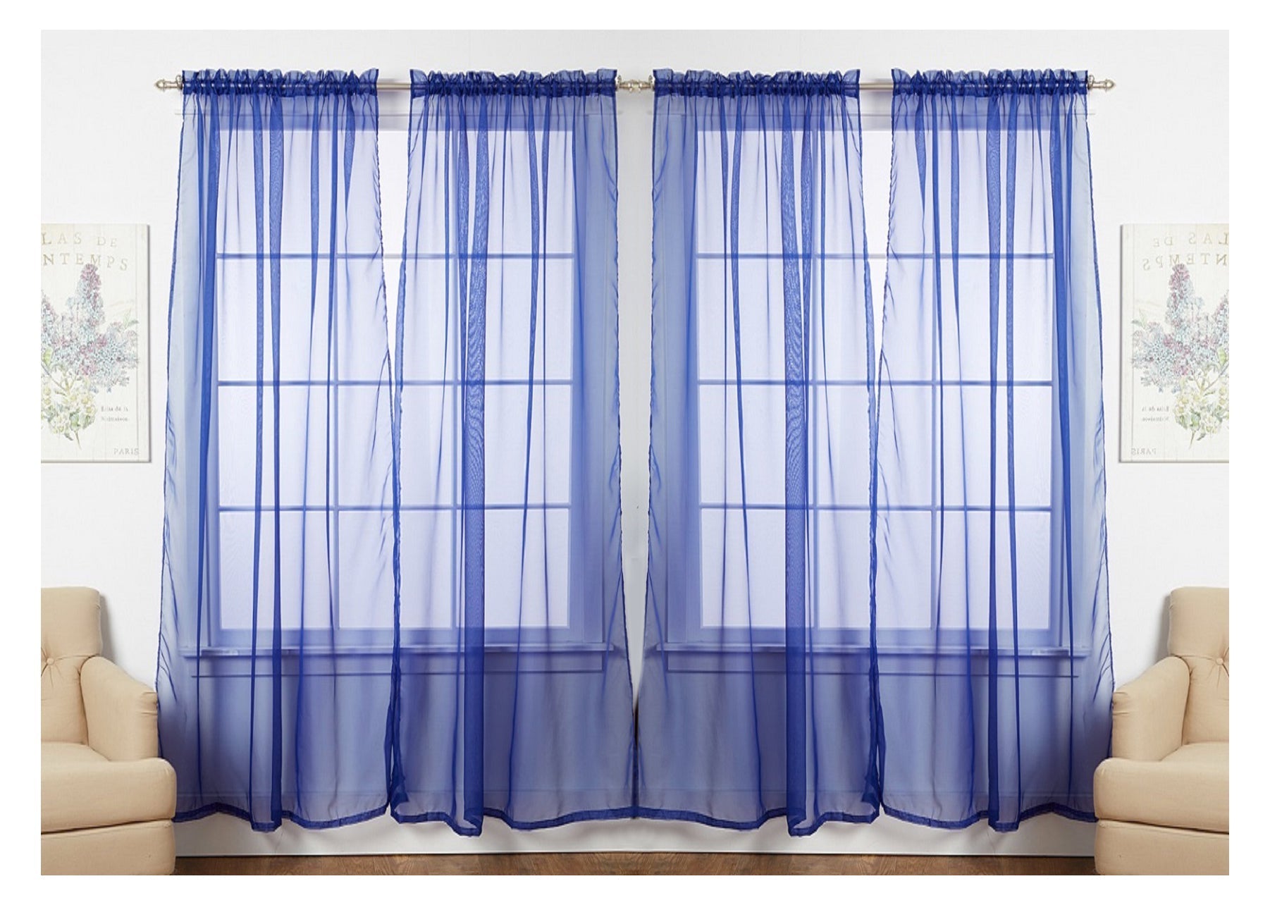 J&V TEXTILES 4-Pack Value: Solid Sheer Window Curtain Panels