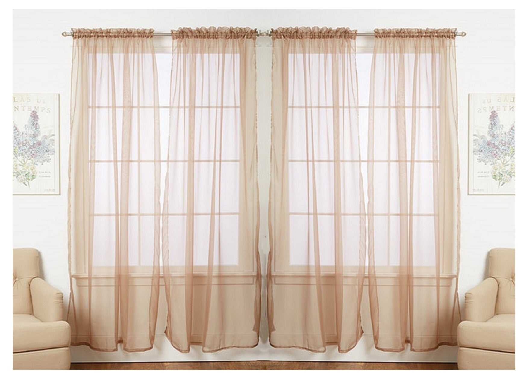 J&V TEXTILES 4-Pack Value: Solid Sheer Window Curtain Panels